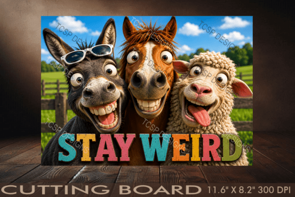 Download Stay Weird Farm Animals Cutting Board - Animal Collection